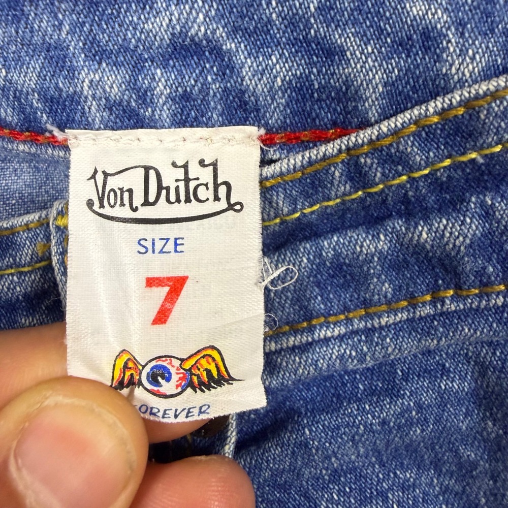 Vintage Y2K Von Dutch Women's 28x31 Graphic Flare Jeans BAD ZIPPER - Picture 3 of 12